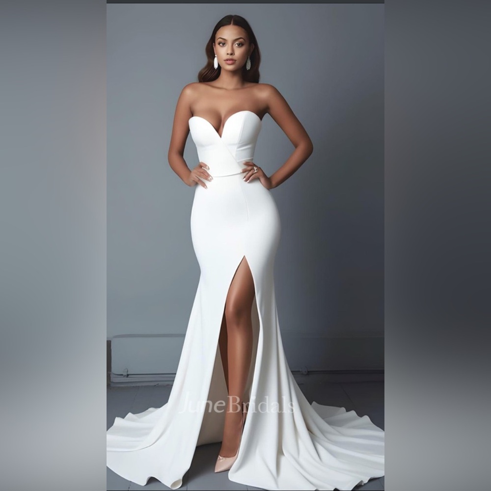 Sweetheart Mermaid Satin Sleeveless Wedding Dress with Split